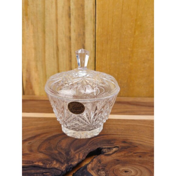 Vintage Crystal DArques Lidded Candy Dish With Starburst Design - Picture 1 of 11